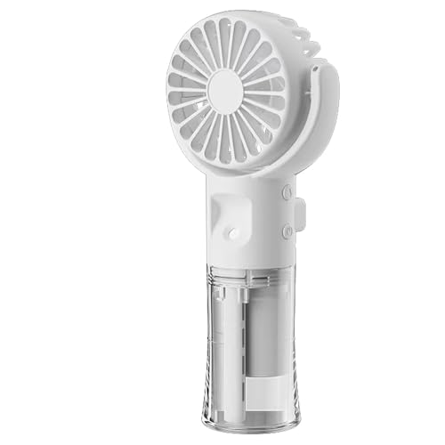 Handventilator, Tragbarer Mini Ventilator mit Wassernebel, USB Aufladbarer Mini Lüfter Elektrischer Hand Ventilator mit 4 Windgeschwindigkeit, kleiner Ventilator für Büro, Reise und Camping (Weiß) von Nircho