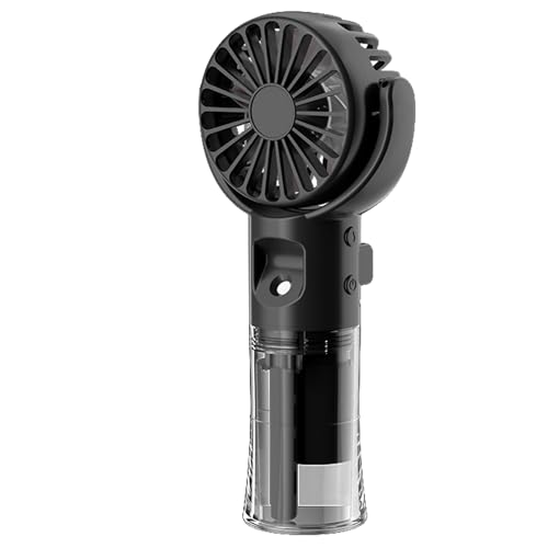 Handventilator, Tragbarer Mini Ventilator mit Wassernebel, USB Aufladbarer Mini Lüfter Elektrischer Hand Ventilator mit 4 Windgeschwindigkeit, kleiner Ventilator für Büro, Reise und Camping (Schwarz) von Nircho