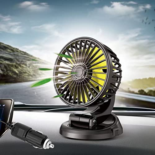 Nircho Auto Kfz Ventilator, Auto Kfz Lüfter 360 ° Drehbarer 12V Zigarettenanzünder Auto Kühlventilator für Armaturenbrett Mini Tischventilator Ventilator Lüfter Saugnapf Klein Ventilator für LKW SUV von Nircho