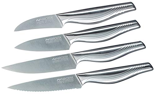 NIROSTA Swing-Messer-Set, Verschiedene Messer mit Funktionsteil aus hochwertigem Edelstahl, Premium-Messer mit rutschfestem Griff, hochwertige Messer für jeden Anlass(Farbe:Silber),Menge:1x4er Set von Nirosta