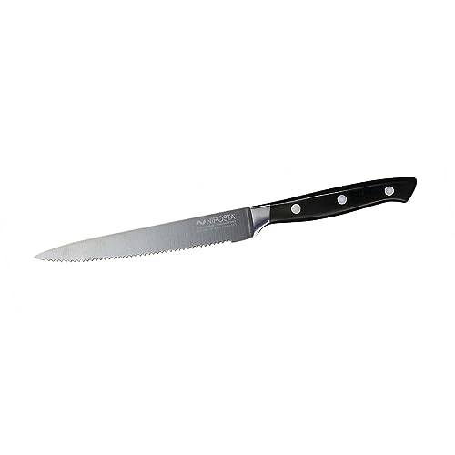 Nirosta Küchenmesser Trinity 25 cm – Gezahnte Klinge mit 14 cm – Scharfes Messer in Profi-Qualität für Obst, Gemüse & Co – Beschichtete Klinge für einfacheres Schneiden – Soft-Touch-Griff von Nirosta