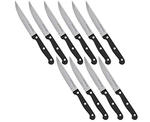 Nirosta Steakmesser 10er Set MEGA, formschönes Pizzamesser, Fleischmesser aus Edelstahl, Tischmesser mit widerstandsfähigem Griff, hochwertiges Messer (Farbe: Schwarz/Silber), Menge: 10 Stück von Nirosta