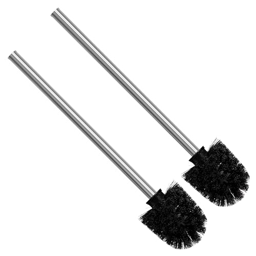 Nirox 2er Set Klobürsten Schwarz - WC Bürsten mit 8 cm Durchmesser - Toilettenbürste mit Edelstahlstiel - Klobesen in elegantem und edlem Design - Abnehmbare Bürstenköpfe von Nirox