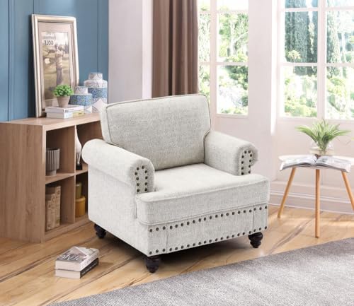Nirvaer Stilvolles und bequemes Chenille-Polstersofa mit Armlehnen, einfache Montage, Weiß von Nirvaer
