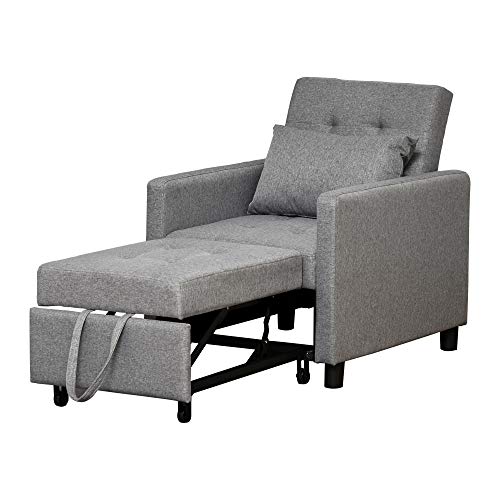 Nirvaer Vielseitiges Sofa Liege Stuhl Bett mit verstellbarer Rückenlehne und abnehmbarem Kissen für Entspannung und Gästeunterkunft, Grau von Nirvaer