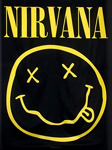 Nirvana Flagge Smiley schwarz. Offiziell lizenziert von Nirvana