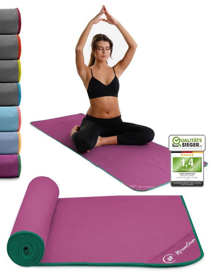 NirvanaShape Sporthandtuch Yoga Handtuch mit Antirutsch-Noppen, Yogatuch-Auflage für Yogamatte, Microfaser, +Yoga Einführungs eBook, Yogatuch-Auflage Saugstark, Hygienisch von NirvanaShape