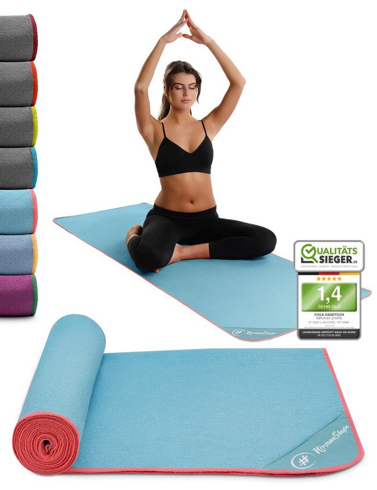 NirvanaShape Sporthandtuch Yoga Handtuch mit Antirutsch-Noppen, Yogatuch-Auflage für Yogamatte, Microfaser, +Yoga Einführungs eBook, Yogatuch-Auflage Saugstark, Hygienisch von NirvanaShape