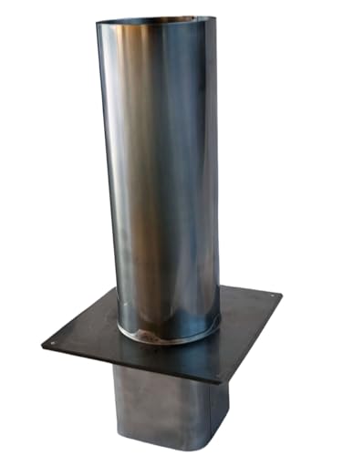Massive Schornsteinkopf-Verlängerung/Kaminerhöhung Edelstahl V2A – mit eckigem Einschub - DN 150, Höhe 1000 mm von Nischenmarkt