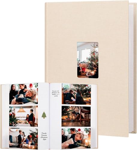 Fotoalbum 10x15 450 Fotos mit Schreibfläche, 10x15 Fotoalbum Leineneinband mit Frontfenster, 4x6 Fotoalbums, 450 Fotos 4x6 Fotobook Buch für Hochzeit Kinder Reisen Familie Baby Bilder (Khaki) von Niselity