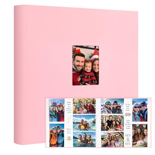 Large Capacity 10 x 15 Photo Album Holds 600 Horizontal and Vertical Photos, 600 Pockets Photo Album 10 x 15 with Writing Space, Linen Cover Acid Free Pages Photo Book for Family Wedding (Pink) von Niselity
