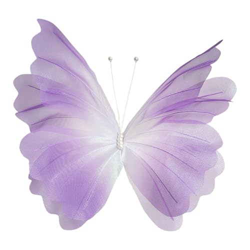 Nishiyuenyi Künstlicher Schmetterling Große Tüll Blume Riesiger Wandschmuck Als Dekorationsobjekt mit Standfuß für Themenfeiern Gartendekoration Und Events, Lila von Nishiyuenyi