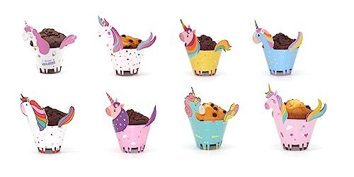 Nislai® Muffin Wrapper Einhorn | Unicorn Geburtstag Party Deko | Kuchen Picker Deko | Cupcake Wrapper für Geburstag oder Hochzeit Dessert | 24 Stück mit 12 Designs von Nislai