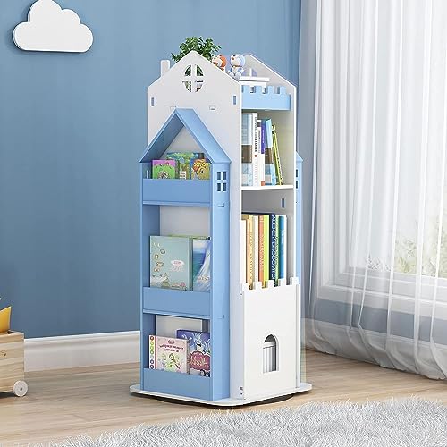 Nisorpa 3 Regale Drehbares Bücherregal Kreatives Schloss 360 Grad Drehbares Bücherregal Multifunktionales Home Bücherregal Kinder Hohe Bücherregal Boden Stehen Buch Aufbewahrung von Nisorpa