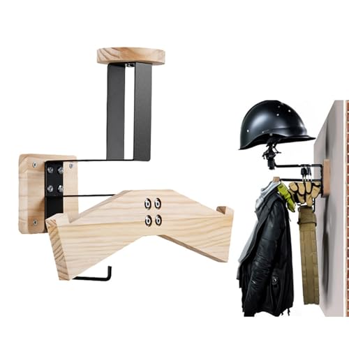 Nisorpa Helmhalter Motorrad Helm Halterung Wand Holz, Wandhalterung Helmhalter für Weste Platte Träger, Multifunktionale Helm Wandhalterung für Motorrad Fußball Ausrüstung Geeignet von Nisorpa