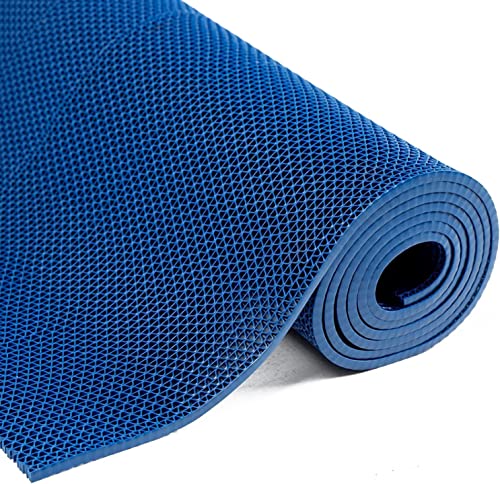 Nisorpa PVC-Drainagematte 300x90cm Antirutschmatte 5.5mm Dicke, Fußmatten für Badezimmer, S-Form Netz Bodenmatte, Perforiert Duschmatten für Schwimmbad, Dusche Zimmer, Flure (Blau) von Nisorpa