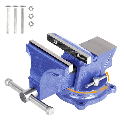 Nisorpa Schraubstock Drehbar 125mm Backenbreite Tischschraubstock mit Amboss 360° Drehbar Gusseisen Schraubstock Parallelschraubstock für Werkbank von Nisorpa