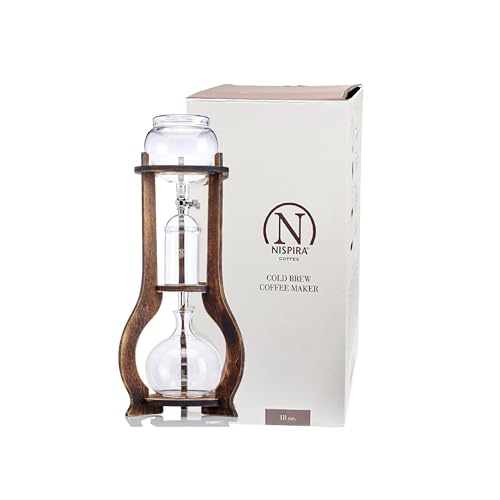 Nispira Iced Coffee Cold Brew Drip Tower Kaffeemaschine, Holz, 6-8 Tassen von Nispira