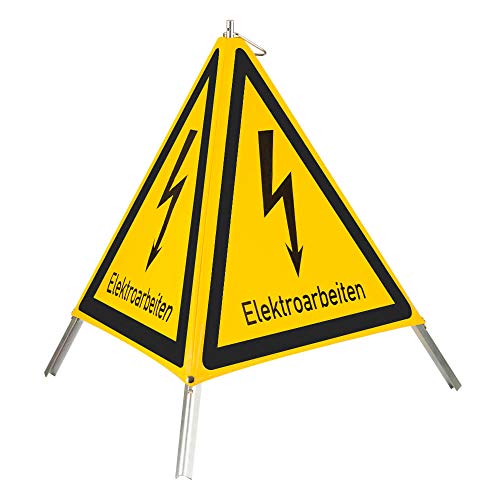 NISSEN Faltsignal mit Warnsymbol Elektroarbeiten, gelb/schwarz, SL 70 cm, Art.-Nr. 160605-ELEKTROARBEITEN | Faltsignal | Warnpyramide | Warnsymbol von Nissen