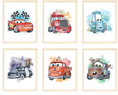 Nistio® Cars Filmposter Drucke, Cars Filmposter, Wandkunst, Dekor, Lightning McQueen, Set von 6, 20,3 x 25,4 cm (ungerahmt) von Nistio