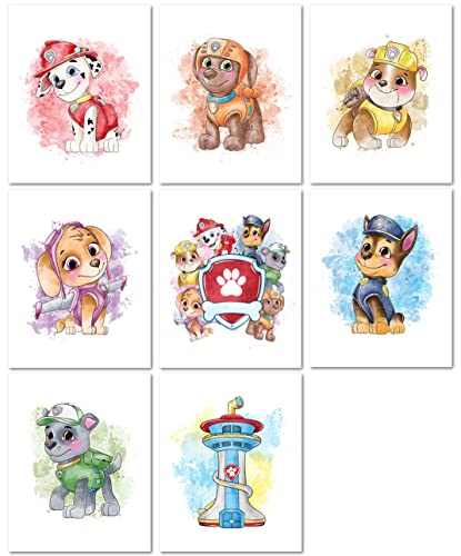 Nistio® Paw Patrol Wanddekordrucke, Paw Patrol Wandkunst für Jungen, Paw Patrol Raumdekoration, Paw Patrol Poster, 8 Stück, 20,3 x 25,4 cm (ungerahmt) von Nistio