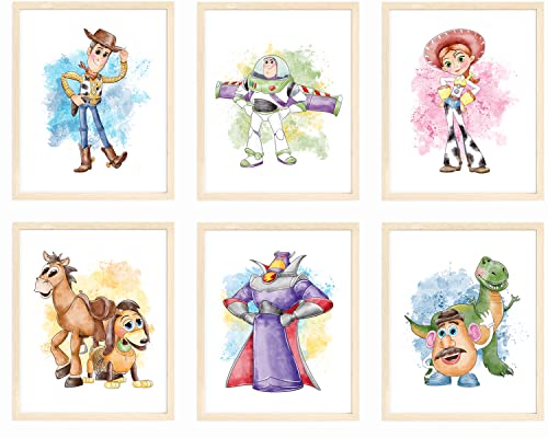 Nistio® Toy Story Aquarelldrucke, Toy Story Wandkunst-Dekor, Toy Story Poster, Woody Sheriff, Buzz Lightyear, Mr. Potato Head, 6 Stück, 20,3 x 25,4 cm (ungerahmt) von Nistio