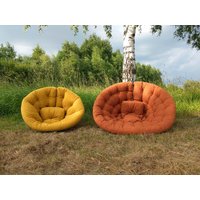 Größe S/M Futon, Samtfuton, Bodenkissen, Stuhl Sofa Getuftet, Bodenkissen | Rundes Kissen Schaukelkissen von NiszaComPl