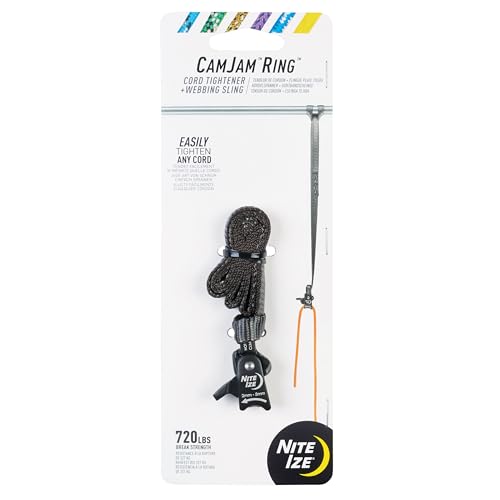 Nite Ize CamJam Ringschnurspanner & 30,5 cm Gurtbandschlinge – mit ausziehbarem Schloss und Schnellspannhebel – 109 kg Arbeitsbelastungsgrenze und 327 kg Bruchfestigkeit – passend für Schnüre von 2–5 von Nite Ize