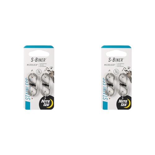 Nite Ize Karabiner S-Biner MicroLock 2 STK, Silber, NI-LSBM-11-2R3 (Packung mit 2) von Nite Ize