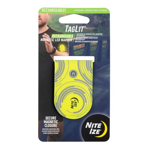Nite Ize TagLit TGLR-33-R3 Wiederaufladbare Magnetische LED-Markierungsleuchte, Sicherheitsleuchte, Einheitsgröße, Gelb von Nite Ize