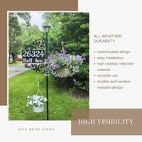 Auffahrt Marker Adressschild - Personalisiertes Muttertagsgeschenk Reflektierende Straßenadresse Stahl 60 "Stange Auffahrt Marker Adressschild - Personalisiertes Muttertagsgeschenk Reflektierende Straßenadresse Stahl 60 "Stange von NiteBriteSigns