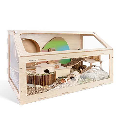 Niteangel Vista Hamsterkäfig mit schräger Öffnung - MDF Aspen Kleintierkäfig für syrische Zwerghamster, Degus, Mäuse oder ähnlich große Haustiere von Niteangel