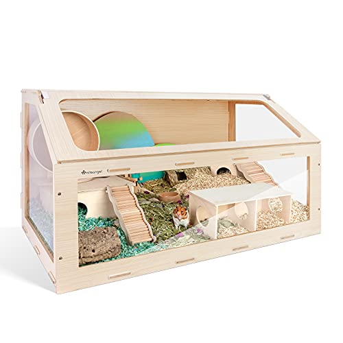 Niteangel Vista Hamsterkäfig mit schräger Öffnung - MDF Aspen Kleintierkäfig für syrische Zwerghamster, Degus, Mäuse oder ähnlich große Haustiere von Niteangel