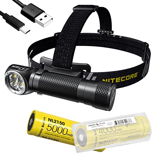NITECORE HC35 2700 Lumen USB Wiederaufladbare 21700 L-Form Abnehmbare Stirnlampe Taschenlampe mit extra 5000 mAh Hochleistungsakku und LumenTac Akkuhülle von Nitecore