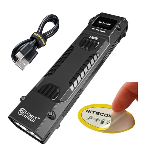 Nitecore EDC29 EDC Taktische Taschenlampe, 6500 Lumen USB-C Wiederaufladbare Schlanke Flache Form mit Spotlight Flutlicht Stroboskop-Modi Digitalanzeige Aufkleber von Nitecore