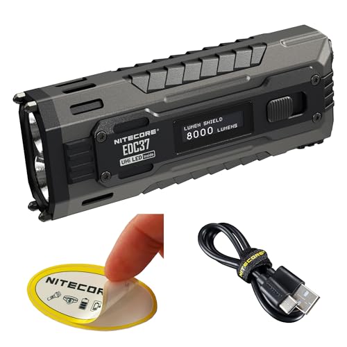 Nitecore EDC37 EDC Taschenlampe, 8000 Lumen, flache Form, USB-C wiederaufladbar, Schnellladung mit digitalem OLED-Display und mechanischem Schlossaufkleber Nitecore EDC37 EDC Taschenlampe, 8000 Lumen, flache Form, USB-C wiederaufladbar, Schnellladung mit digitalem OLED-Display und mechanischem Schlossaufkleber von Nitecore