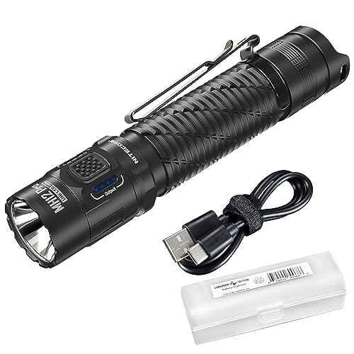 Nitecore MH12 Pro Taktische Taschenlampe, 3300 Lumen hohes Lumen, USB-C, wiederaufladbar, langer Wurf, kompaktes EDC-Arbeitslicht mit Holster und Lumentac-Organizer von Nitecore