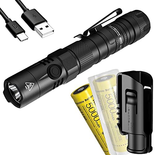 Nitecore MH12 v2 1200 Lumen USB-C wiederaufladbare taktische Taschenlampe mit 2 x 5000 mAh Akku und LumenTac Akkuhülle von Nitecore