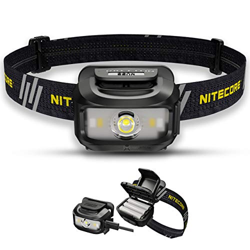 Nitecore NU35 Stirnlampe LED Wiederaufladbar - Dual Power Hybrid - LED 460 Lumen - IP66 Wasserdicht/Stirnlampe Rotlicht ([ SCHWARZ ]) von Nitecore