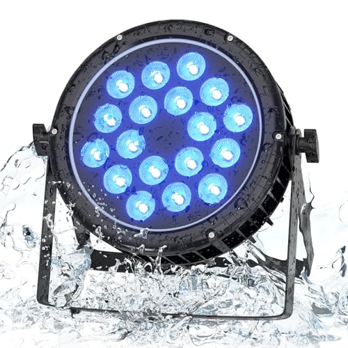 Nitehop RGBW LED Par Scheinwerfer, 18 x 10W IP65 Wasserdicht LED Bühnenlicht mit DMX 4/8CH Stroboskop Disco Lichteffekte, Discolicht Partylicht für Outdoor Bühne Bar Club Hochzeit von Nitehop