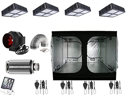 Nito XXL Growbox Komplettset 200x200x200 cm LED 400 W / 600 W NDL Growzelt Aktivkohlefilter (4 * 600 W LED) von Nito