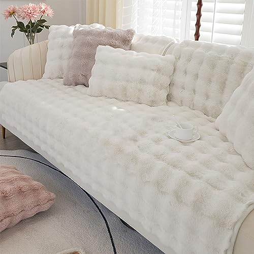 Dickes Kaninchen Plüsch Sofabezug 1 2 3 Sitzer, Sofa Überzug, Weiche Warme Sofa Slipcover für Ecke L-Form, Lustige Fuzzy Sofa Abdeckung, Anti Rutsch Samt Sofa Kissenbezüge von Nitoope