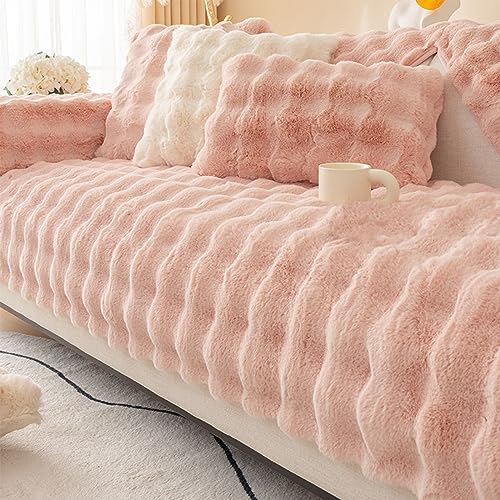 Dickes Kaninchen Plüsch Sofabezug 1 2 3 Sitzer, Sofa Überzug, Weiche Warme Sofa Slipcover für Ecke L-Form, Lustige Fuzzy Sofa Abdeckung, Anti Rutsch Samt Sofa Kissenbezüge von Nitoope