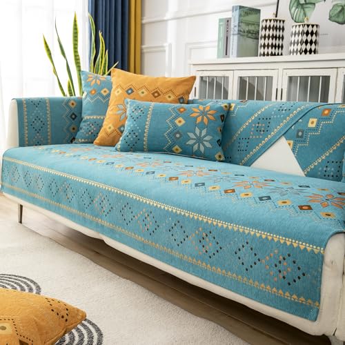Nitoope Bohème Stil Sofa Überzug Sofabezug, Chenille Couch überzug Sofa Sitzkissenbezug, Sofaschoner rutschfest, Sofabezug 1 2 3 Sitzer Couch überzug, Einfache und schöne Muster, für Wohnzimmer von Nitoope