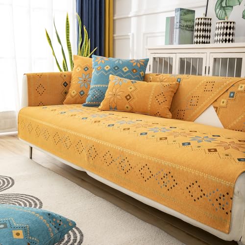 Nitoope Bohème Stil Sofa Überzug Sofabezug, Chenille Couch überzug Sofa Sitzkissenbezug, Sofaschoner rutschfest, Sofabezug 1 2 3 Sitzer Couch überzug, Einfache und schöne Muster, für Wohnzimmer von Nitoope