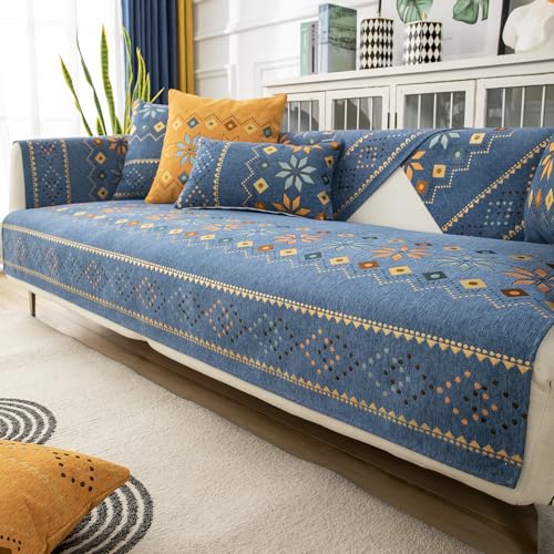 Nitoope Bohème Stil Sofa Überzug Sofabezug, Chenille Couch überzug Sofa Sitzkissenbezug, Sofaschoner rutschfest, Sofabezug 1 2 3 Sitzer Couch überzug, Einfache und schöne Muster, für Wohnzimmer von Nitoope