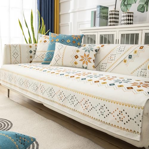 Nitoope Bohème Stil Sofa Überzug Sofabezug, Chenille Couch überzug Sofa Sitzkissenbezug, Sofaschoner rutschfest, Sofabezug 1 2 3 Sitzer Couch überzug, Einfache und schöne Muster, für Wohnzimmer von Nitoope
