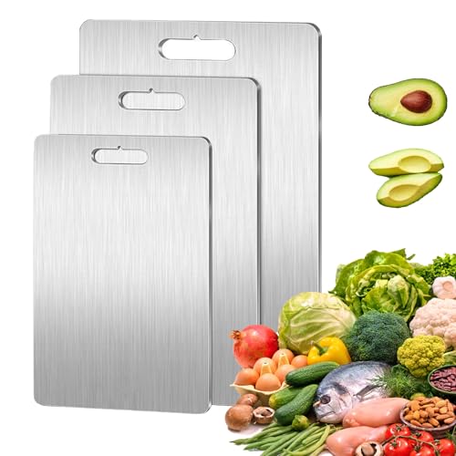 Titan Schneidebrett - Groß, Mittel und Klein - Edelstahl Cutting Board, Chopping Board, Küchenbrett - Leicht zu Reinigen (S- 34 * 23CM) von Nitoope