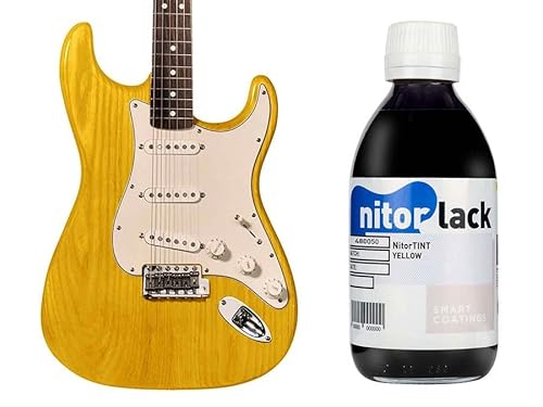 Gitarren Beize / Woodstain Gelb / Yellow auf Nitrobasis 250 ml Flasche von Nitor