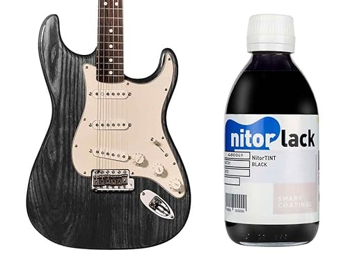 Gitarren Beize / Woodstain Schwarz/Black auf Nitrobasis 250 ml Flasche von Nitor